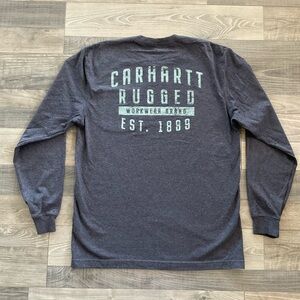 Carhartt Pocket Rugged Workwear Graphic Long Sleeve T-Shirt Men’s MEDIUM Grey